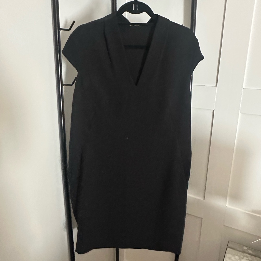 Whistles Black V-Neck Mini Dress
